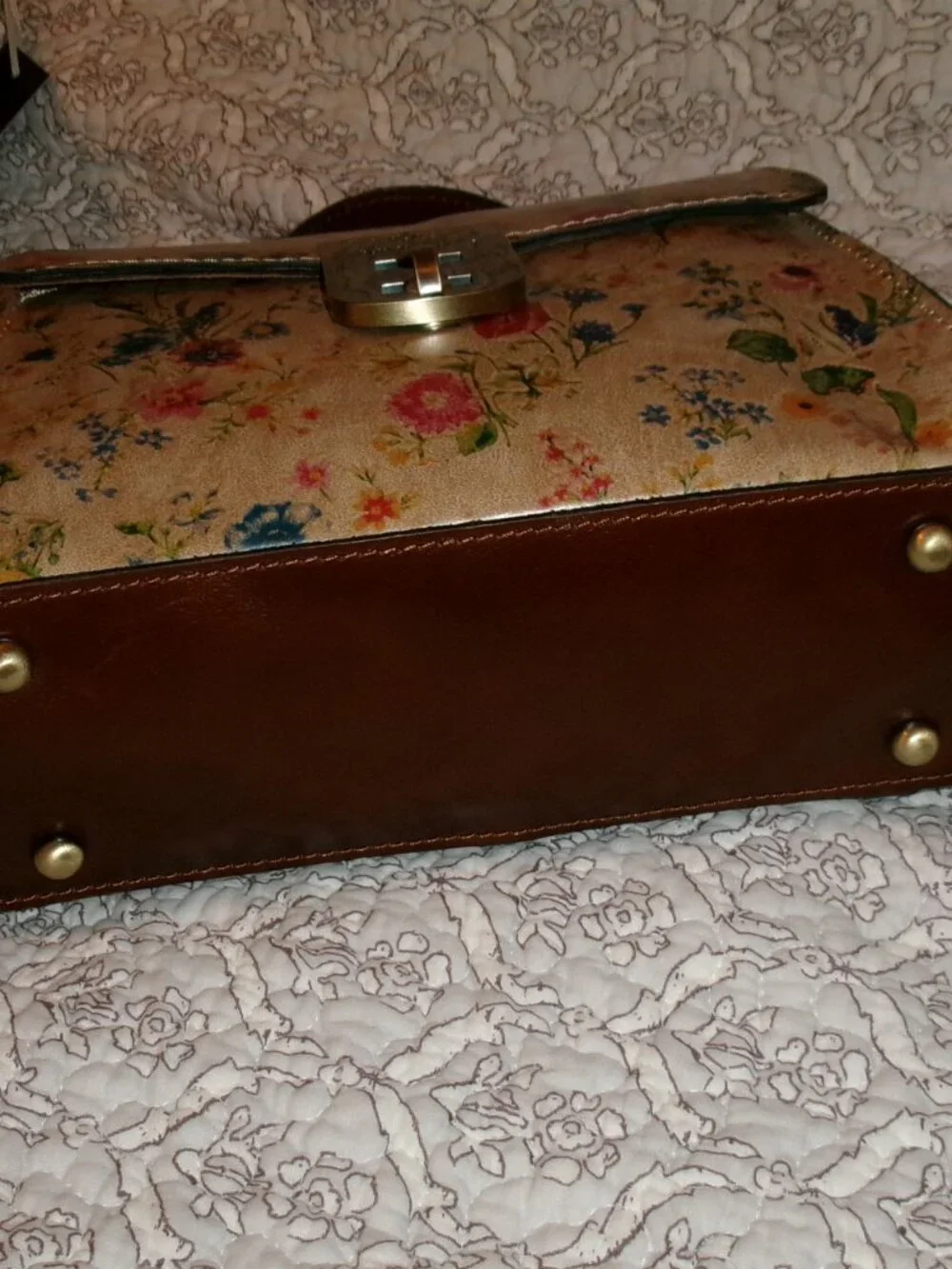 NWT Patricia Nash Leather Prairie Rose Chauncy Satchel with Crossbody Strap